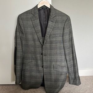 John varvatos glen plaid blazer with bad ass leather elbow patch